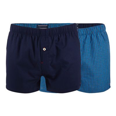 Tommy Hilfiger Pack of two checked blue boxers in a gift box